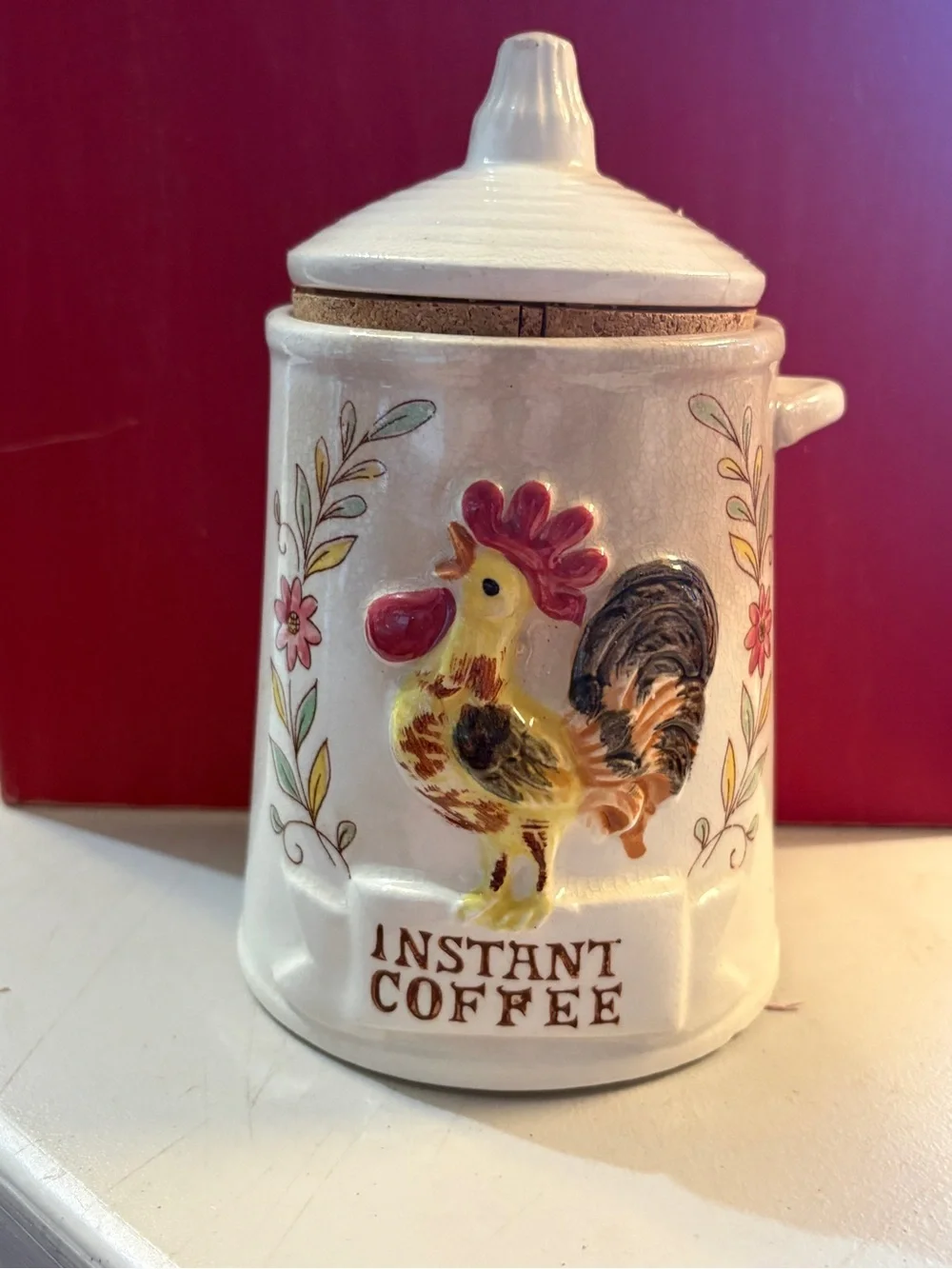 Ceramic Rooster Instant Coffee Canister - Rooster Vintage